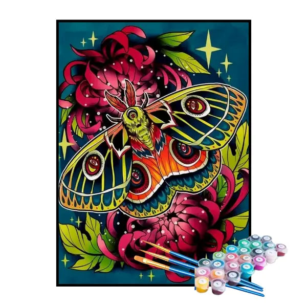 Kit de Peinture par Numéros - Le Papillon Sur Les Plantes Carnivores