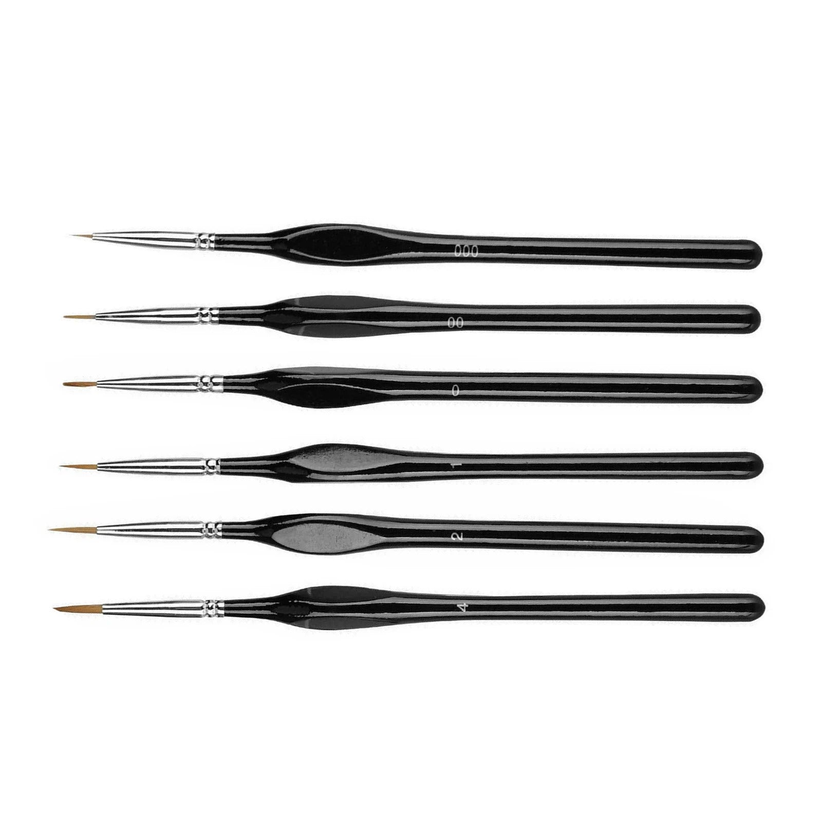 6 Pinceaux Détails Extra-Fins en Poils de Belette