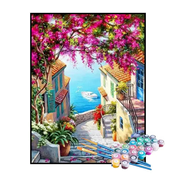 Kit de Peinture par Numéros - Marches Fleuries