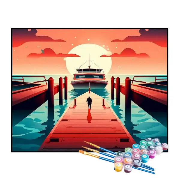 Kit de Peinture par Numéros - Port pour l'Embarquement des Navires