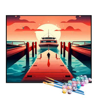 Kit de Peinture par Numéros - Port pour l'Embarquement des Navires