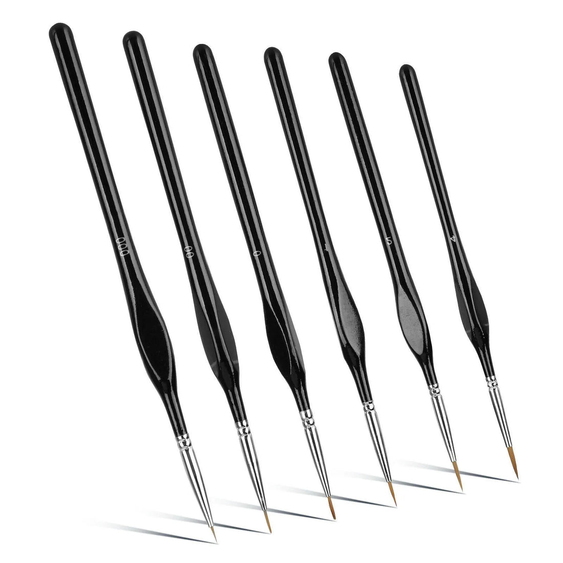 6 Pinceaux Détails Extra-Fins en Poils de Belette