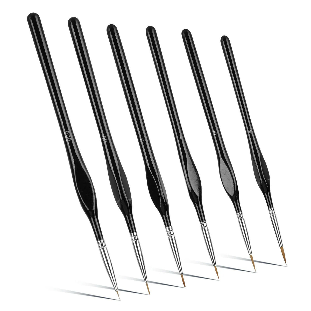 6 Pinceaux Détails Extra-Fins en Poils de Belette