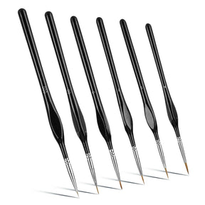 6 Pinceaux Détails Extra-Fins en Poils de Belette